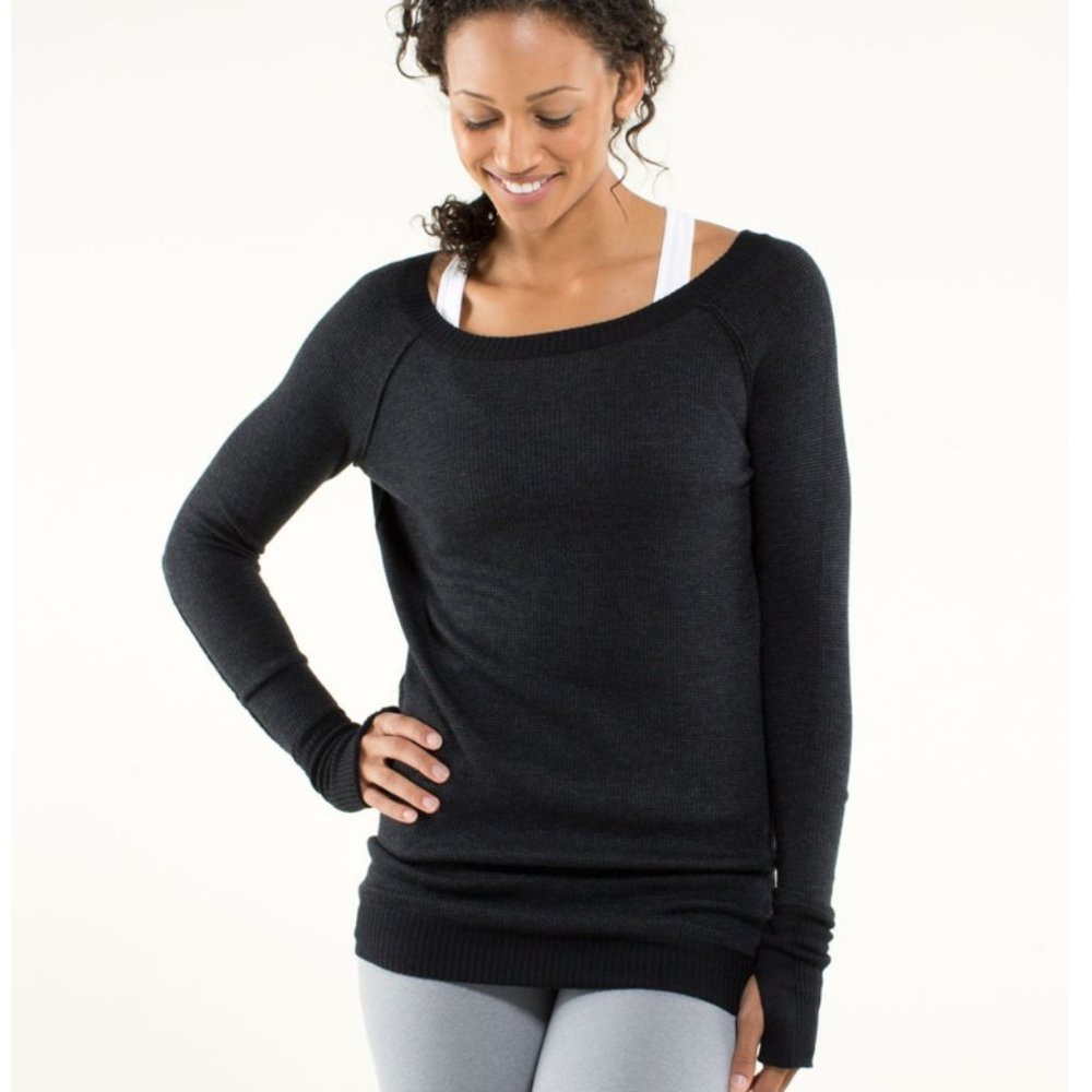 Lululemon Chai Time Pullover - Black / Heather Deep Coal Reversible